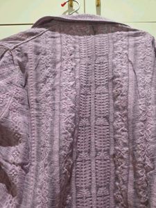 Embroidered Lavender Button-Up Shirt