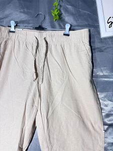 Comfortable Beige Linen Blend Pants