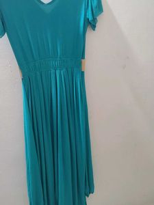 Teal Ruffled Maxi Dress with Belt