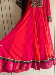 Vibrant Pink &amp; Orange Anarkali Suit