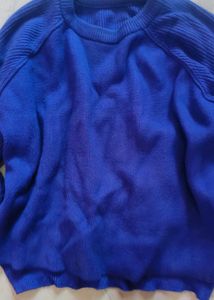 Blue Knit Pullover Sweater