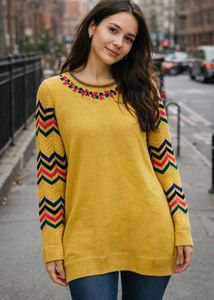 Retro Mustard Chevron Sleeve Sweater