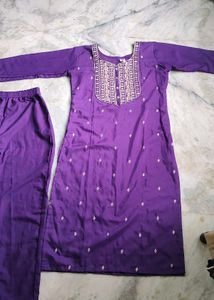 Purple Embroidered Kurta Set