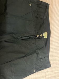 mango Black Cropped Wide-Leg Pants