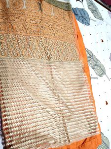 Orange Embroidered Saree