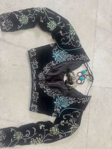 Embroidered Black Padded Blouse