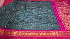 Elegant Teal & Pink Silk Saree