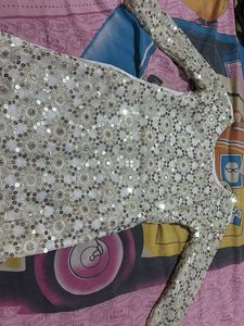 Sparkling White Sequined salwa set /free size