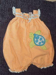 Adorable Baby Girl's Turtle Romper