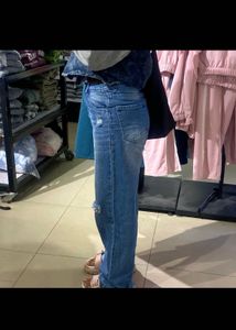 Distressed Wide-Leg Jeans