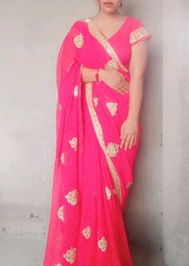 Stunning Red Embellished Saree