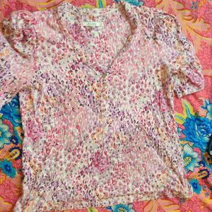 Pink Floral Print Top