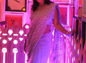 net saree with petticoat and stiched blouseSet