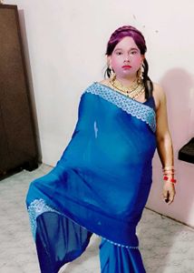 Vibrant Blue Embellished Saree