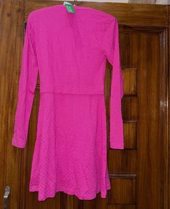 Bright Pink Textured Mini Dress