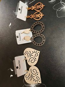 Wooden Dangle Earrings Set