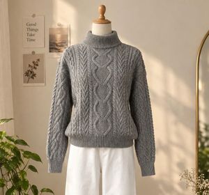 Imported grey Knit Turtleneck Sweater