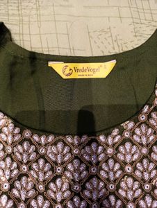 Green Embroidered Kurta Set