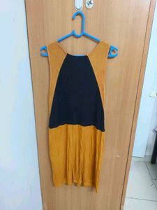 Mustard Two-Tone Casual Dress
