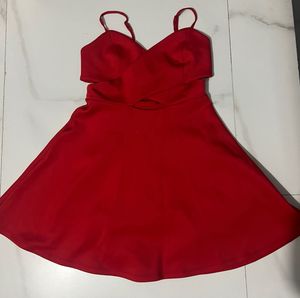Red Party Dress with Cutout Detail