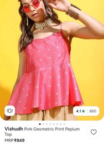 Visvudh Pink Geometric Print Peplum