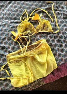 Yellow Lace Thong Panty