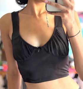 Sleek Black Ruched Crop Top