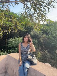 Chic Blue &amp; White Block Print Sleeveless Kurta