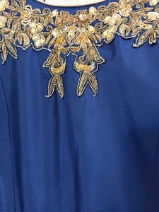 Blue Cold Shoulder Embroidered Gown(NEW)