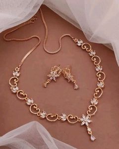 Exquisite Rose Gold Necklace & Earring Set