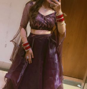 Stunning Purple handwork Lehenga Choli Set