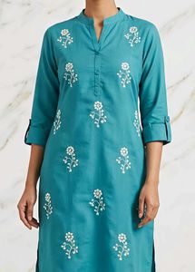 💙Teal Embroidered Kurta