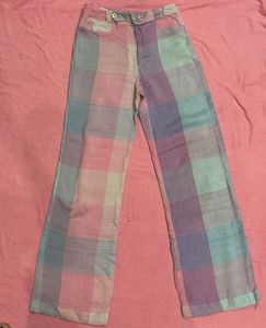 Pastel Plaid Wide Leg Pants France
