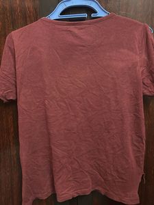 Maroon Cold Shoulder T-Shirt