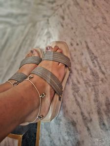 Sparkly Strap Flat Sandals