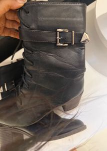 Stylish Navy Blue Lace-Up Boots