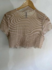 Sheer Mesh Swirl Print Top