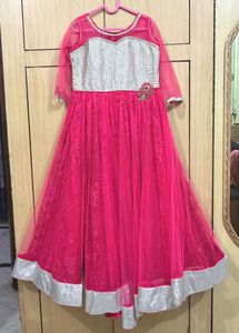 Stunning pink &amp; Silver Festive Anarkali Gown