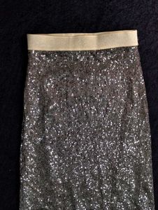 Sparkling Silver Sequin Maxi Skirt