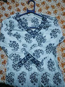 Blue Floral Print Kurta