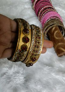 Elegant Oxidized Bangles with Stones
