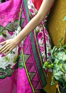Vibrant Floral Pink Print Dupatta, Chudidar