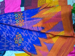 Geometric printed saree