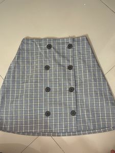 Plaid Double-Breasted Skirt