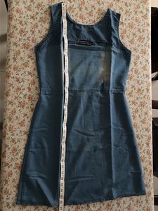 Stylish Blue Denim Dress knee length