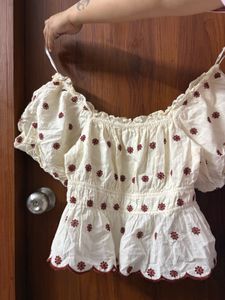 Chic Off-Shoulder Embroidered Top