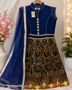 Elegant Blue &amp; Gold Lehenga Choli