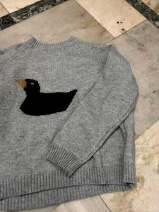 Gray Sweater with Duck Design