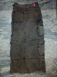 Brown Cargo Style Maxi Skirt