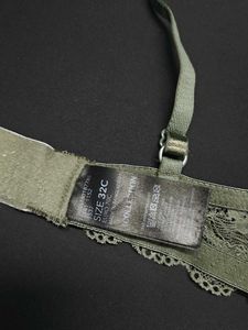 Olive Green lace bra - 32C
